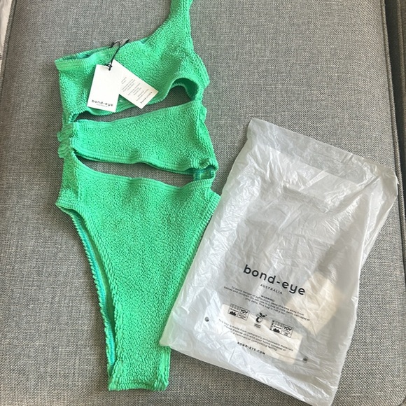 Bond Eye Swim Rico asymmetric one shoulder Cutout Swimsuit one Piece Green - Picture 9 of 16